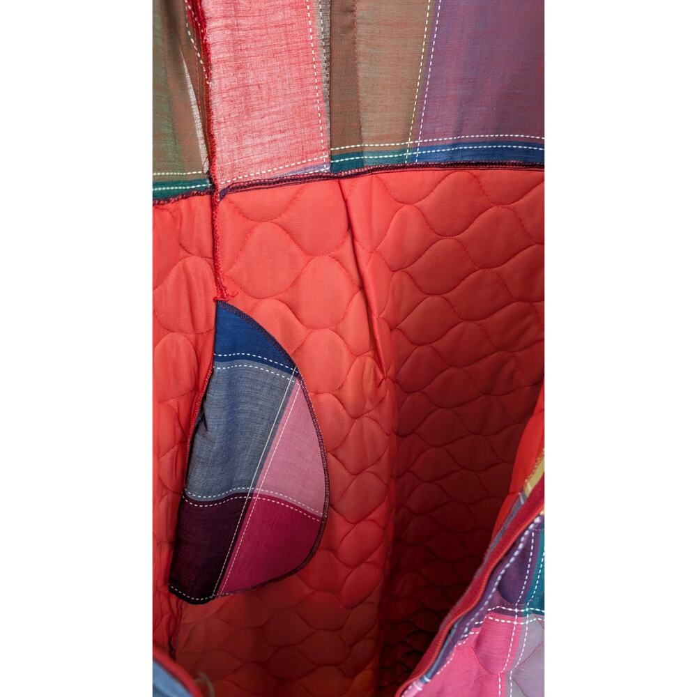 Penneys Loungewear 1970s Rainbow Patchwork Plaid Quilted House Dress Size Medium - Picture 5 of 12